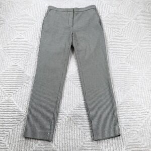 Zara Pants Womens M Black Check Straight Leg Elastic Waist Work Office Career